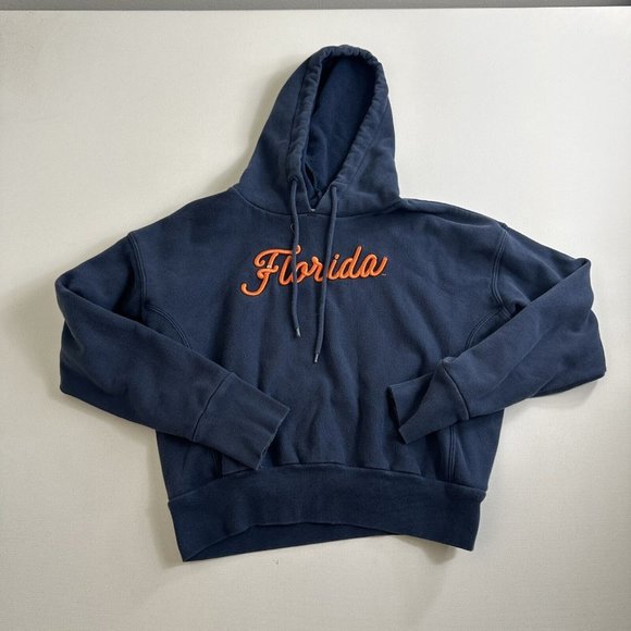 Vintage Champion Reverse Weave Hoodie Sweater Womens Small Blue Florida pullover - Picture 1 of 11